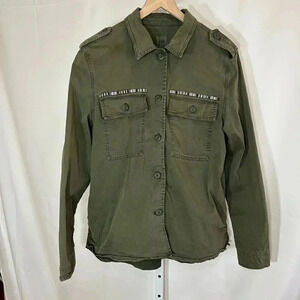 Gap Shacket Size Large Green Utility Cargo Women’s Shirt Jacket Utility Army